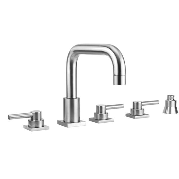 Jaclo - Contempo Downtown Roman Tub Set with Low Contempo Lever Handles - Square Escutcheons and Straight Handshower Holder