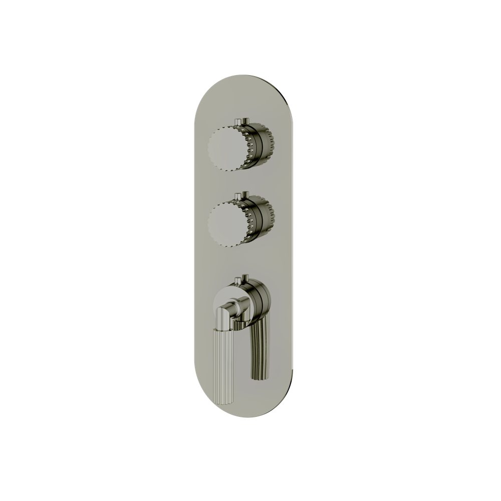 Aquabrass - Montebello Round Trim Set for 2 Shut-Off Thermostatic Valve