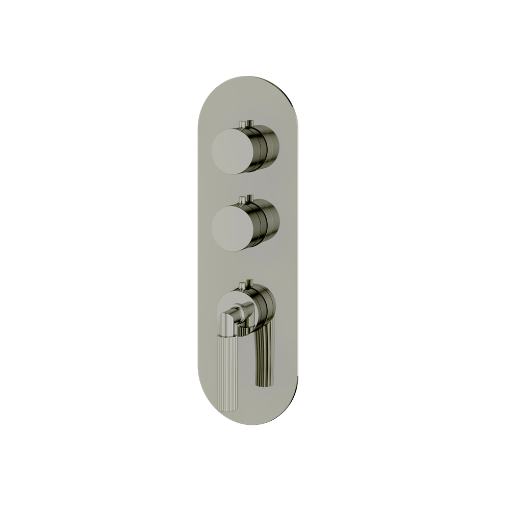 Aquabrass - Montecarlo Round Trim Set for 2 Shut-Off Thermostatic Valve