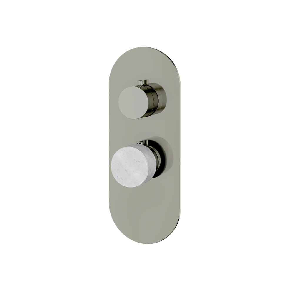 Aquabrass - Marmo Round Trim Set for 1 Shut-Off Thermostatic Valve
