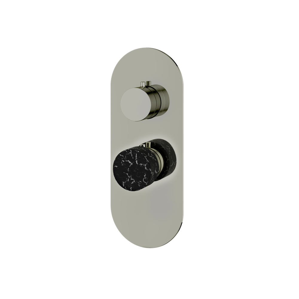 Aquabrass - Marmo Round Trim Set for 1 Shut-Off Thermostatic Valve
