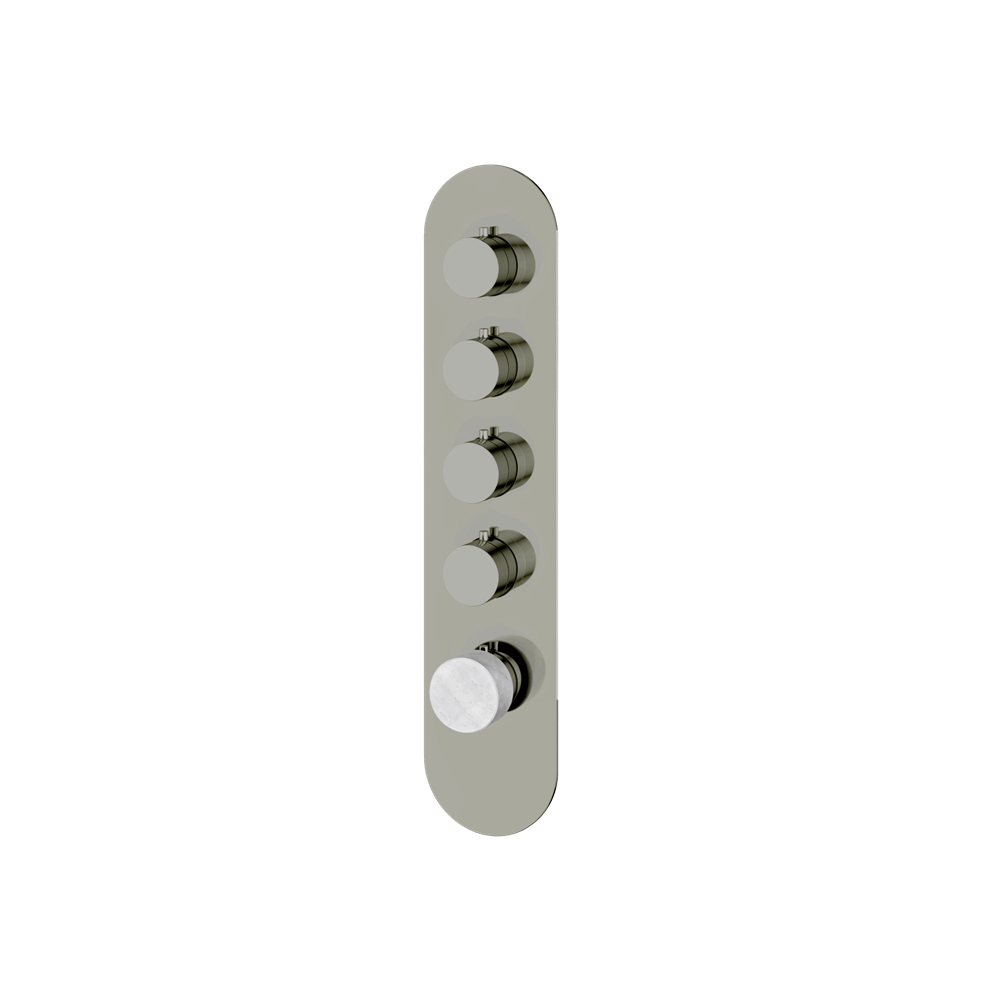 Aquabrass - Marmo Round Trim Set for 4 Shut-Off Thermostatic Valve