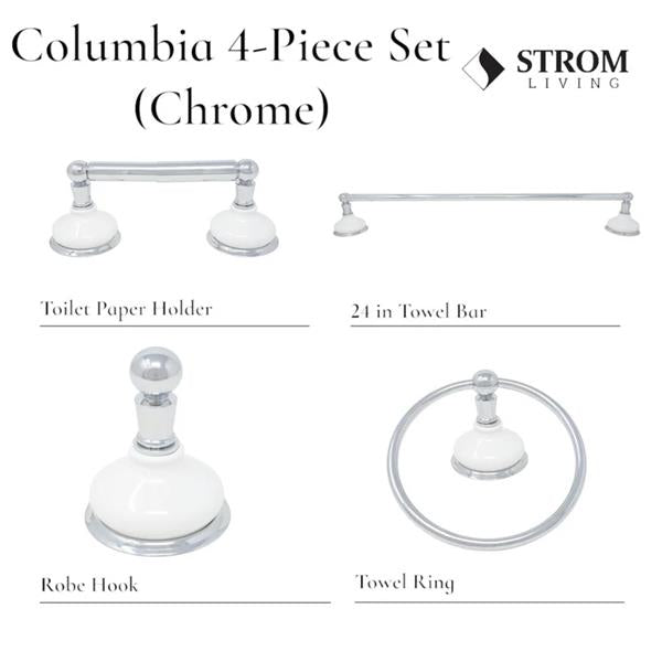 Strom Living - Columbia 4-Piece Bathroom Accessory Hardware Set - 24 Inch