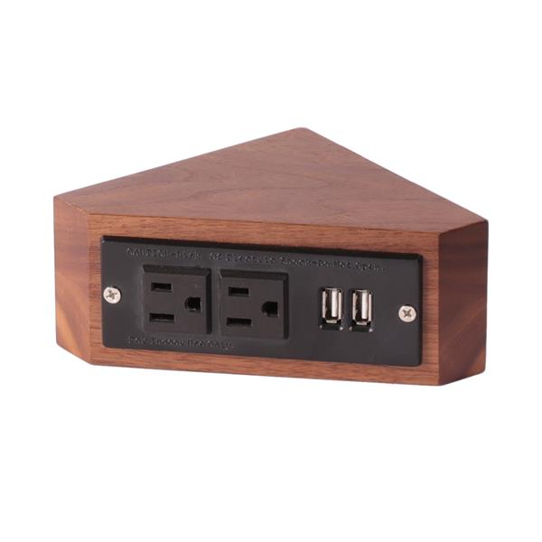 Lacava - Add-On Outlet Box W/Double Outlet + 2 Usb Ports Natural Walnut