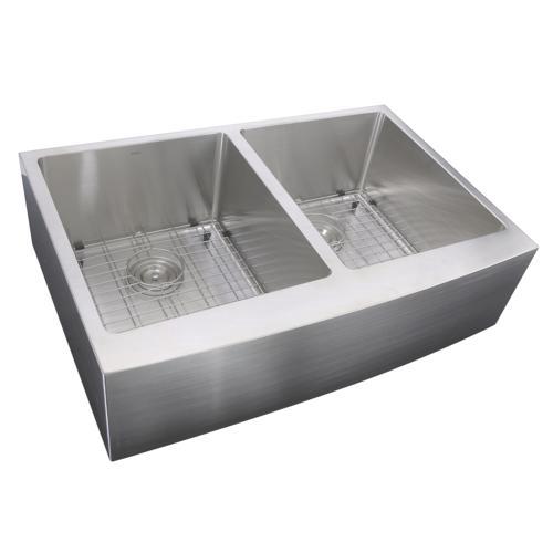 Nantucket Sinks - 33 Inch Double Bowl Farmhouse Apron Front Stainless Steel Kitchen Sink