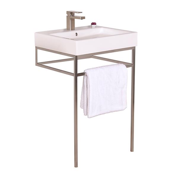 Lacava - Aquaplane Floor-Standing Stainless Steel Console Stand With A Towel Bar In The Front And Sides