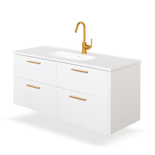 Lacava - Aquatre Wall-Mount Under-Counter Vanity With Four Drawers With Notch In Back For Plumbing