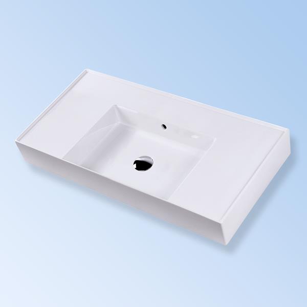 Lacava - Aquaotto Wall-Mount Or Vanity Top Porcelain Sink With An Overflow And A Deck On The Right-Hand And Left-Hand Side