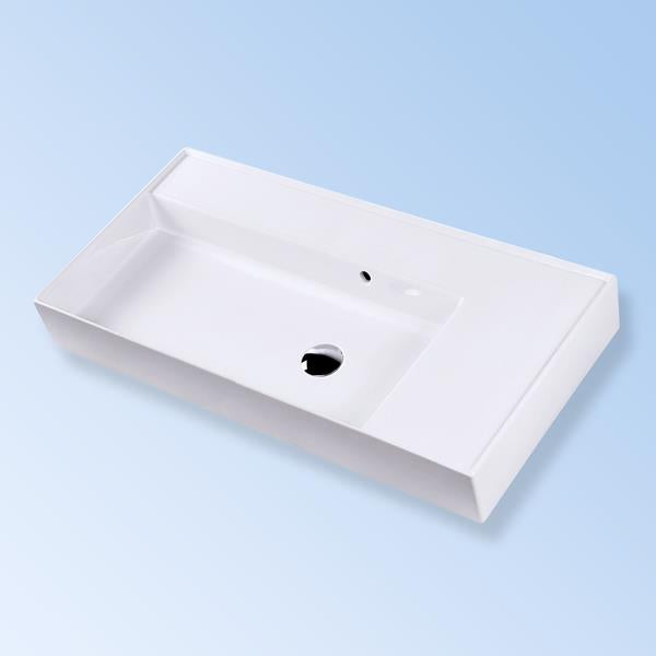 Lacava - Aquaotto Wall-Mount Or Vanity Top Porcelain Sink With An Overflow And A Deck On The Right-Hand Or Left-Hand Side