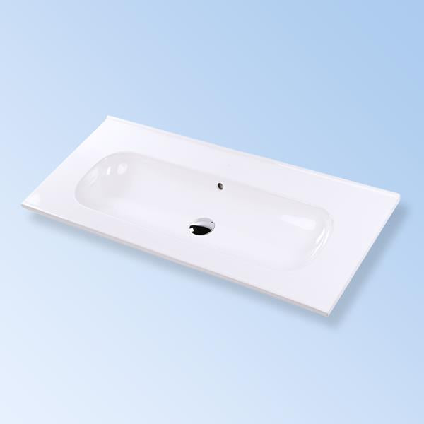 Lacava - Aquatre Vanity Top Porcelain Bathroom Sink With Overflow And Long Bowl For Two Faucets