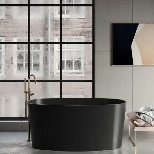 Bemma - Mira 59 Inch L X 30 Inch W Freestanding Soaking Solid Surface Bathtub