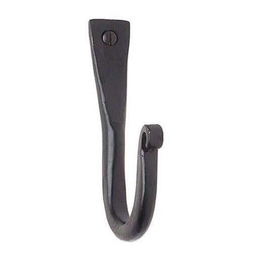 Beslagsboden - Rustic Single Hook In Black Wrought Iron, Pair, Height 60 Mm