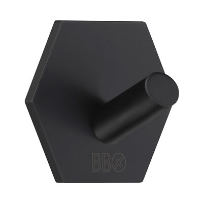 Beslagsboden - Single Hook, Hexagon, Self-Adhesive, Black