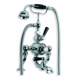 Lefroy Brooks - Exposed Classic Black Deck Mounted Thermostatic Bath & Shower Mixer