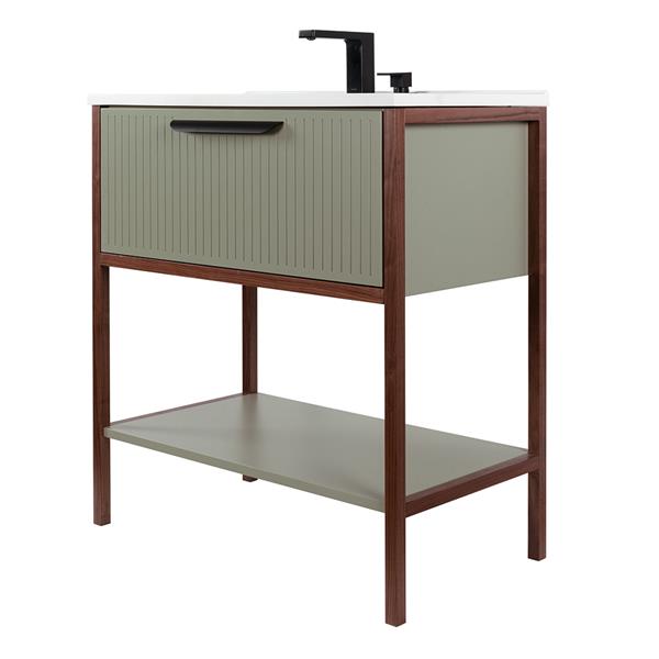 Lacava - Brio Free Standing Vanity With One Drawer, Wooden Bottom Shelf And Solid Wood Frame