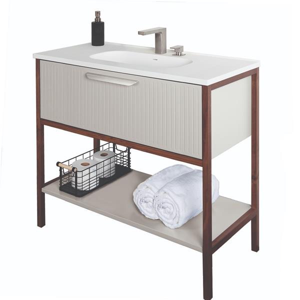 Lacava - Brio Free Standing Vanity With One Drawer, Wooden Bottom Shelf And Solid Wood Frame