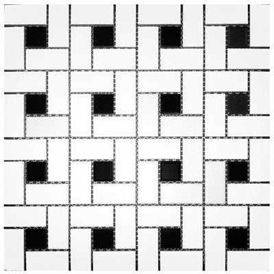 Roca Tile - Mg 12 x 12 Pinwheel ArtisMosaic Wh/Blk Dot