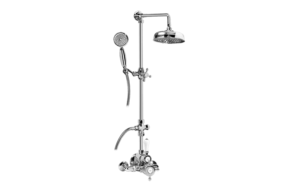 Graff - Adley Traditional Exposed Thermostatic Tub and Shower System - w/Metal Handshower Handle