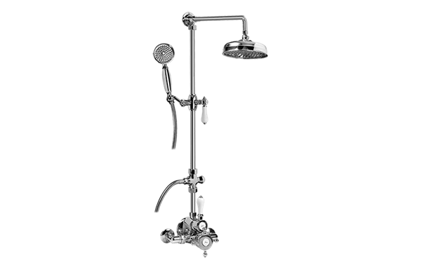 Graff - Adley Traditional Exposed Thermostatic Tub and Shower System - w/Metal Handshower Handle