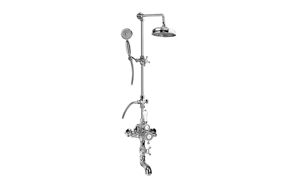 Graff - Adley Traditional Exposed Thermostatic Tub and Shower System - w/Metal Handshower Handle