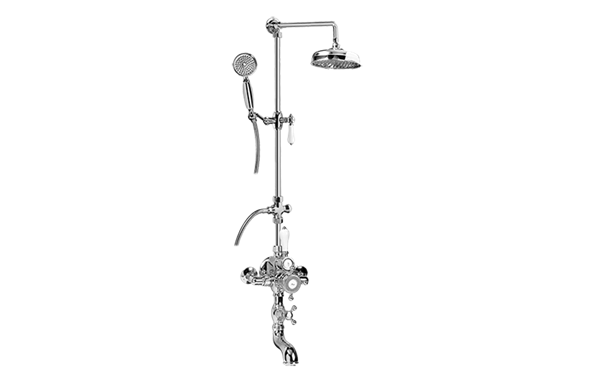 Graff - Adley Exposed Thermostatic Tub and Shower System - w/Metal Handshower Handle