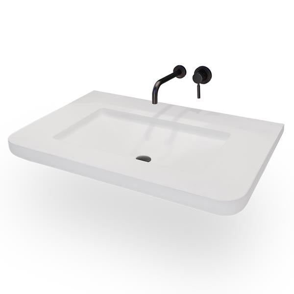 Lacava - Newterra Vanity Top Sink Made Of Concrete, No Overflow. W: 37 Inch, D: 23 Inch, H: 6 1/8 Inch. 00 No Faucet Holes.