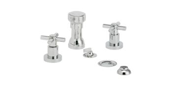 Phylrich - Basic Cross Handle Four Hole Bidet set W/Vertical Spray