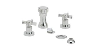 Phylrich - Basic Blade Cross Handle Four Hole Bidet set W/Vertical Spray