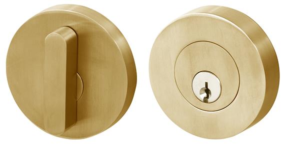 Linnea - Single Cylinder Deadbolt. Round trim, Oval turnpiece. 63mm diam. Inch