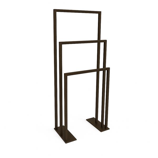 Lacava - Linea Floor-Mount Triple Towel Stand Made Of Stainless Steel, Fixing Floor Kit Included. W: 19 3/4”
D: 9” H: 55 1/8”