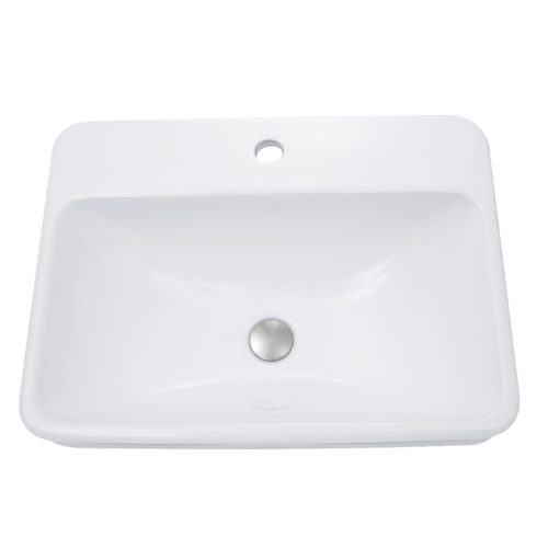 Nantucket Sinks - 23 Inch 1-hole Rectangular Drop-In Ceramic Vanity Sink DI-2317-R1