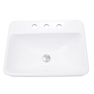 Nantucket Sinks - 23 Inch 3-hole Rectangular Drop-In Ceramic Vanity Sink DI-2317-R8