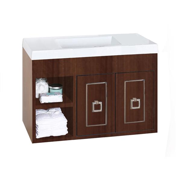 Lacava - Dimini Wall-Mount Under-Counter Vanity With Open Cubby On The Left With Adjustable Shelf, And Two Doors With Optional Metal