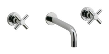 Phylrich - Basic Wall Lavatory Set 7-1/2 Inch Spout - Tubular Cross Handles