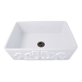Nantucket Sinks - 33-Inch Farmhouse Fireclay Sink with Filigree Apron - White