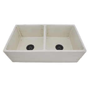 Nantucket Sinks - Double Bowl Farmhouse Fireclay Sink with Shabby Straw Finish