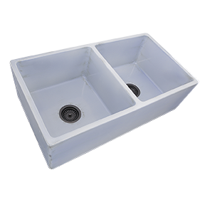 Nantucket Sinks - Double Bowl Farmhouse Fireclay Sink with Shabby Sugar Finish