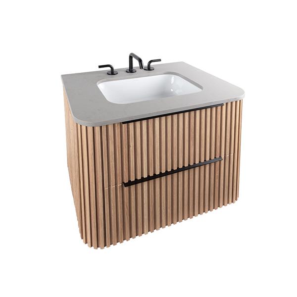Lacava - Flutti Wall-Mount Under-Counter Vanity With Rounded Corners, Fluted Detailing And Two Drawers.