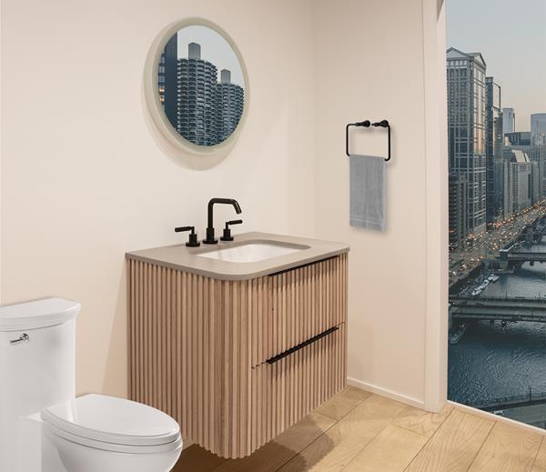 Lacava - Flutti Wall-Mount Under-Counter Vanity With Rounded Corners, Fluted Detailing And Two Drawers