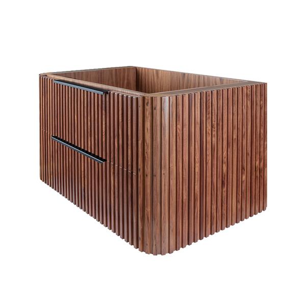 Lacava - Flutti Wall-Mount Under-Counter Vanity With Rounded Corners, Fluted Detailing And Two Drawers