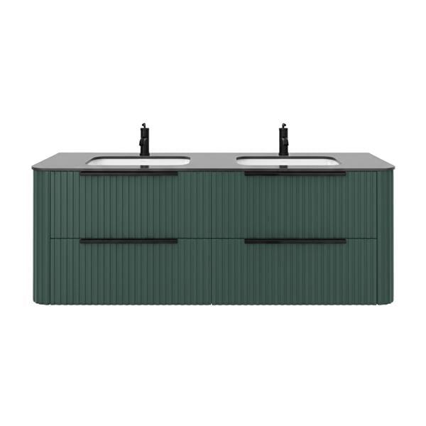 Lacava - Flutti Wall-Mount Under-Counter Vanity With Rounded Corners, Fluted Detailing And Four Drawers