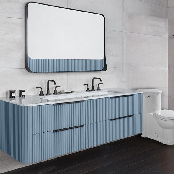 Lacava - Flutti Wall-Mount Under-Counter Vanity With Rounded Corners, Fluted Detailing And Four Drawers