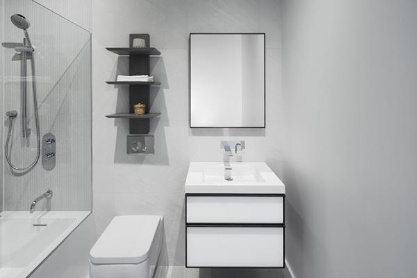 Wetstyle - Frame Linea Metro Serie - Vanity Wall-Mount 18 X 18 - 2 Drawers, Horse Shoe Drawers