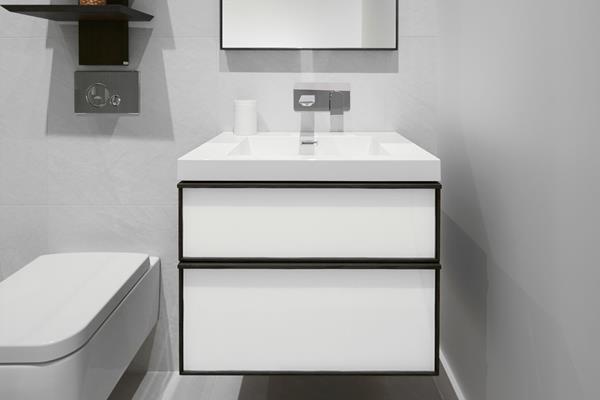 Wetstyle - Frame Linea Metro Serie - Vanity Wall-Mount 24 X 18 - 2 Drawers, Horse Shoe Drawers