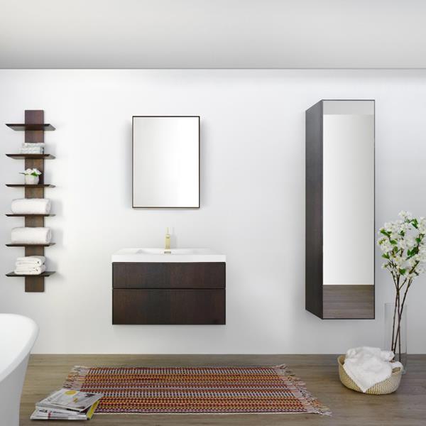 Wetstyle - Frame Linea Metro Serie - Vanity Wall-Mount 30 X 18 - 2 Drawers, Horse Shoe Drawers