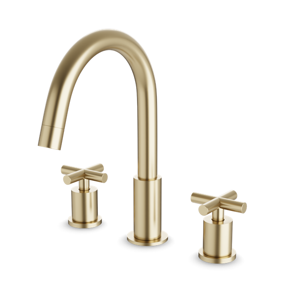 Artos - Opera 3-Hole Deck Mount Tub Filler With Cross Handles