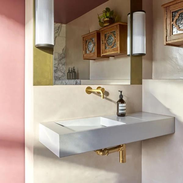 Kast - Flor Countertop/Wall Mount Basin, 39-3/8 x 13-3/4 Inch, LH Bowl, Includes Wall Brackets