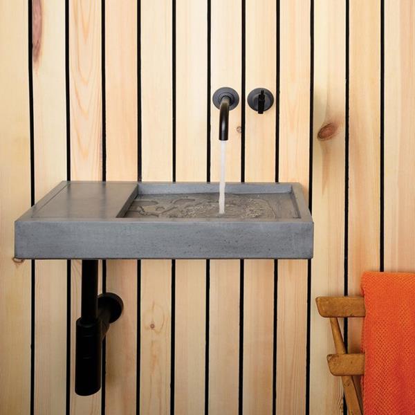 Kast - Flor Mini Countertop/Wall Mount Basin, 20-7/8 x 10-5/8 Inch, RH Bowl, Includes Wall Brackets