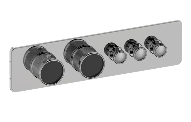 Graff - Riva Traditional 3-Button Paired Knob Diamond Knurl Horizontal Trim