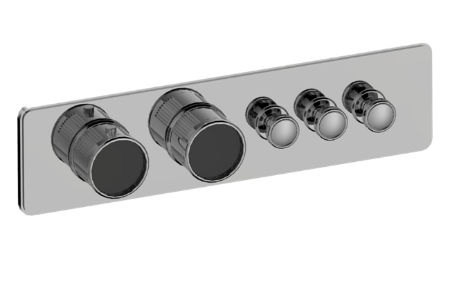 Graff - Riva Traditional 3-Button Paired Knob Fluted Knurl Horizontal Trim